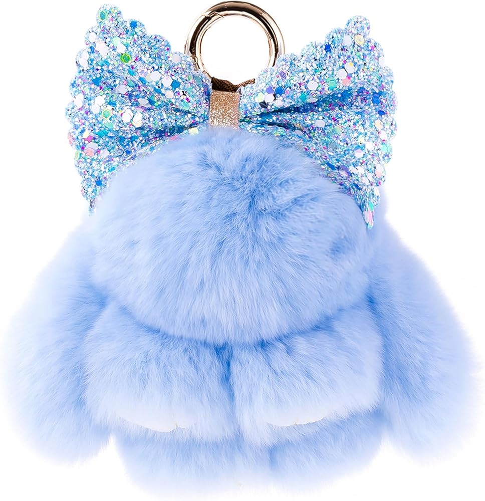 Bunny Keychain Sparkly Bow Adorable Cute Stylish Plush Bunny Charm